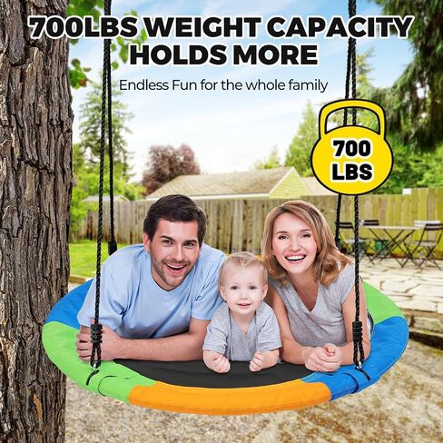 Tree Saucer Swing for Kids Outdoor, 40" Flying Round Swing Set with Heavy Duty Steel Frame Strap Hanging Kit, Indoor Outdoor Hanging Swing for Backyard Playground Tree, Tricolor in Saudi Arabia