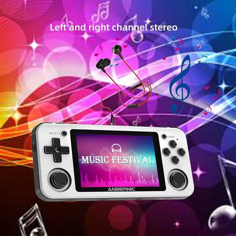 Dosnura RG351P Handheld Game Console, Retro Game Console Open Linux Tony System RK3326 Chip 64G TF Card 2500 Classic Games 3.5 Inch IPS Screen 3500mAh Battery (White New) in Saudi Arabia