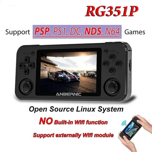 Dosnura RG351P Handheld Game Console, Retro Game Console Open Linux Tony System RK3326 Chip 64G TF Card 2500 Classic Games 3.5 Inch IPS Screen 3500mAh Battery (White New) in Kuwait