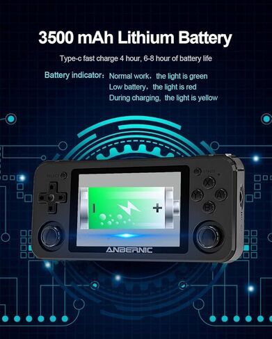 Dosnura RG351P Handheld Game Console, Retro Game Console Open Linux Tony System RK3326 Chip 64G TF Card 2500 Classic Games 3.5 Inch IPS Screen 3500mAh Battery (White New) in Kuwait