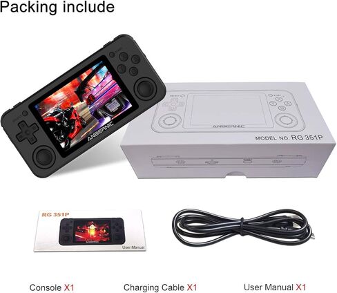 Dosnura RG351P Handheld Game Console, Retro Game Console Open Linux Tony System RK3326 Chip 64G TF Card 2500 Classic Games 3.5 Inch IPS Screen 3500mAh Battery (White New) in Kuwait