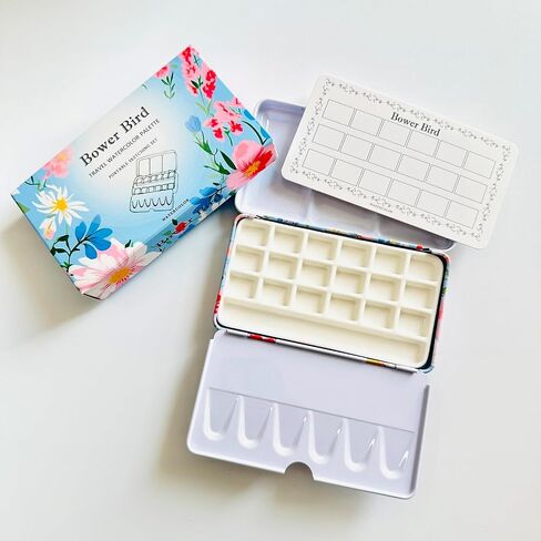 Travel Watercolor Palette,Portable Ceramic Palette 18 Well,Empty Paint Palette,Small Travel Metal Paint Boxwith Porcelain Palette in Kuwait