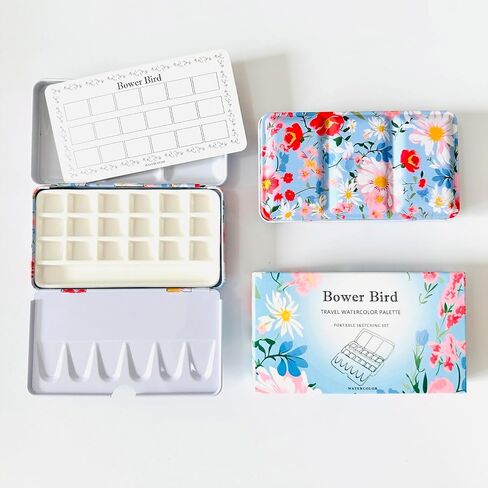 Travel Watercolor Palette,Portable Ceramic Palette 18 Well,Empty Paint Palette,Small Travel Metal Paint Boxwith Porcelain Palette in Kuwait
