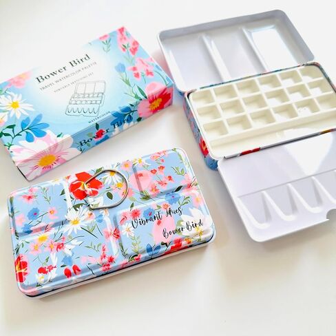 Travel Watercolor Palette,Portable Ceramic Palette 18 Well,Empty Paint Palette,Small Travel Metal Paint Boxwith Porcelain Palette in Kuwait