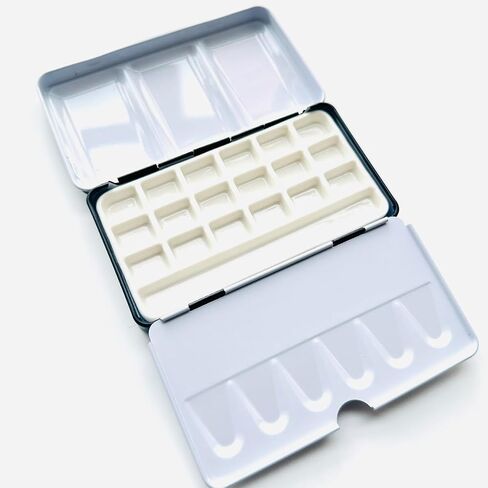 Travel Watercolor Palette,Portable Ceramic Palette 18 Well,Empty Paint Palette,Small Travel Metal Paint Boxwith Porcelain Palette in Kuwait