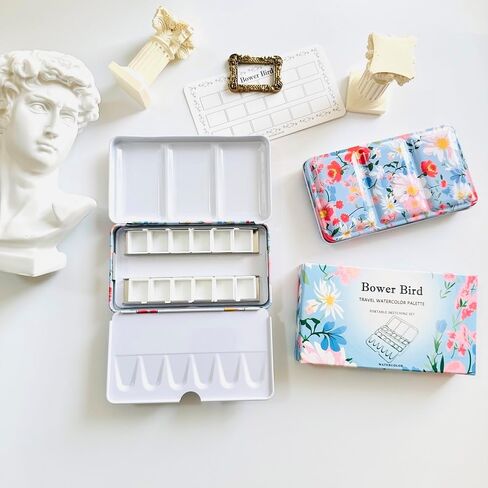 Travel Watercolor Palette,Portable Ceramic Palette 18 Well,Empty Paint Palette,Small Travel Metal Paint Boxwith Porcelain Palette in Kuwait