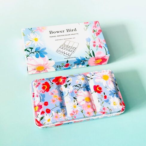 Travel Watercolor Palette,Portable Ceramic Palette 18 Well,Empty Paint Palette,Small Travel Metal Paint Boxwith Porcelain Palette in Kuwait