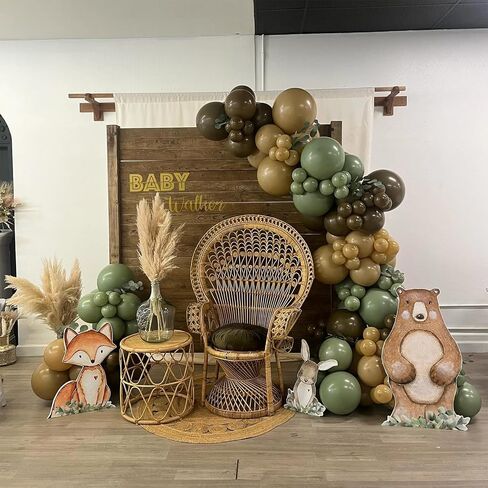 60 PCS Sage Green, Gold, Brown Latex Balloons - Woodland Camo Army Olive Green, Dark Brown, Coffee Nude Gold Party Balloons for Jungle Safari Woodland Hunting Birthday Decorations in Saudi Arabia