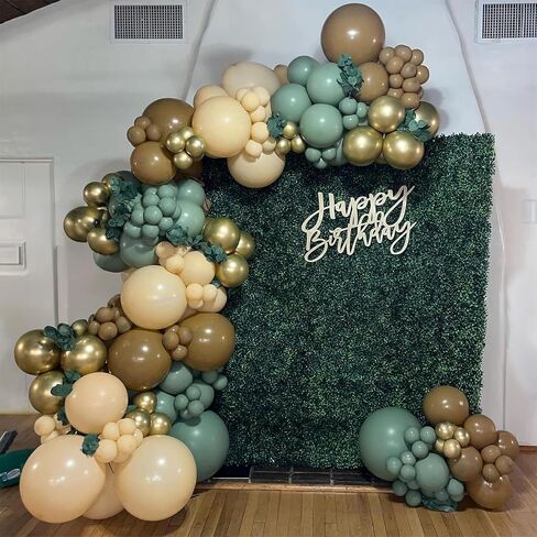 60 PCS Sage Green, Gold, Brown Latex Balloons - Woodland Camo Army Olive Green, Dark Brown, Coffee Nude Gold Party Balloons for Jungle Safari Woodland Hunting Birthday Decorations in Saudi Arabia
