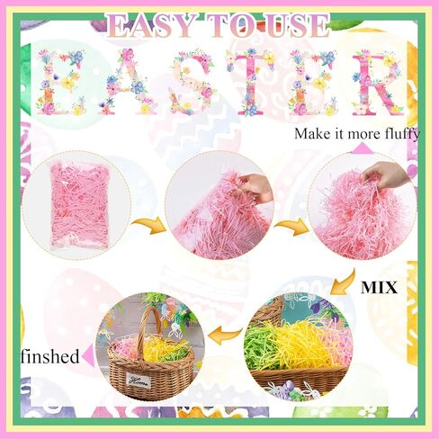 6 Colors/4.3oz Easter Grass Shredded Paper Filler Raffia Paper Filler for Easter Gift Wrapping Basket Filling Birthdays Weddings Party Supply in Kuwait