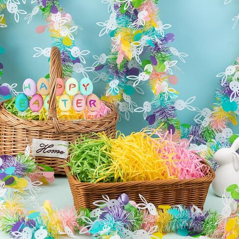 6 Colors/4.3oz Easter Grass Shredded Paper Filler Raffia Paper Filler for Easter Gift Wrapping Basket Filling Birthdays Weddings Party Supply in Kuwait