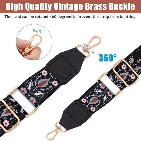 Purse Strap, 1.5" Cowhide Head Wide Shoulder Strap Adjustable Replacement,Jacquard Embroidery Crossbody Bag Straps in Saudi Arabia
