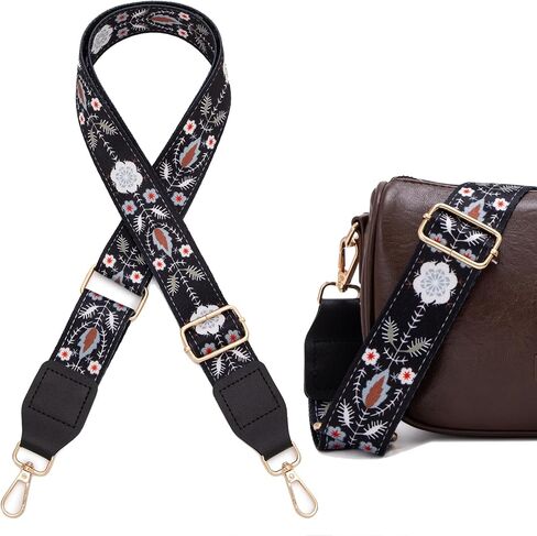 Purse Strap, 1.5" Cowhide Head Wide Shoulder Strap Adjustable Replacement,Jacquard Embroidery Crossbody Bag Straps in Saudi Arabia