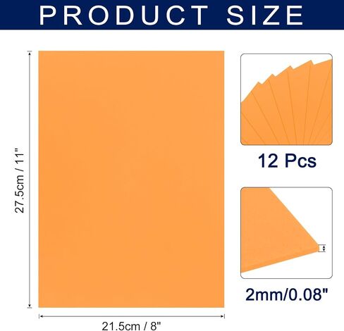 MECCANIXITY Foam Sheets Crafts 11x8 Inch 2mm EVA Craft Foam Paper Foam Sheets for Crafts Projects DIY Cosplay Modeling, Orange, 12 Sheets in Saudi Arabia