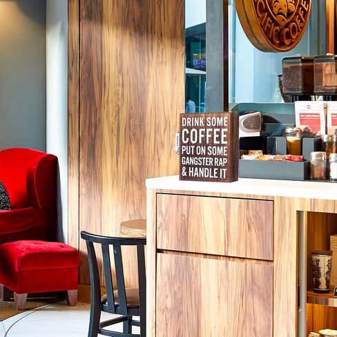 Drink Some Coffee Box Sign Wood Box Sign Funny Coffee Bar Signs Wood Farmhouse Coffee Wall and Tabletop Decoration for Home Housewarming Coffee Bar (Chic Color) in Saudi Arabia