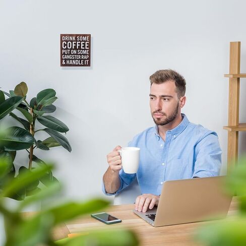 Drink Some Coffee Box Sign Wood Box Sign Funny Coffee Bar Signs Wood Farmhouse Coffee Wall and Tabletop Decoration for Home Housewarming Coffee Bar (Chic Color) in Saudi Arabia