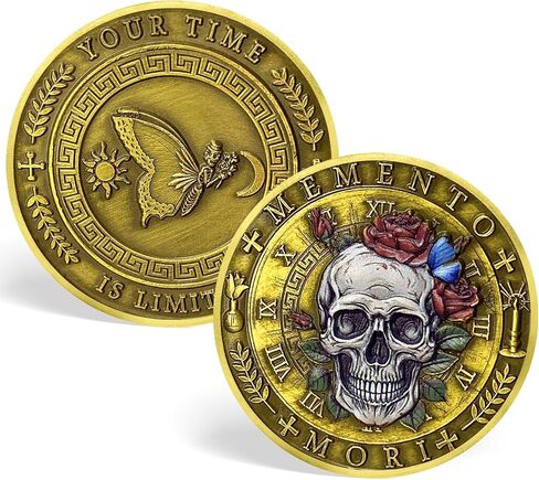 CHURYUML Memento Mori Coin 3D Skull Challenge Coins Inspirational Stoic Reminder Token for Daily Stoic Meditations Cool Stoicism Gifts Courage Worry Coins Motivational Presents in Saudi Arabia