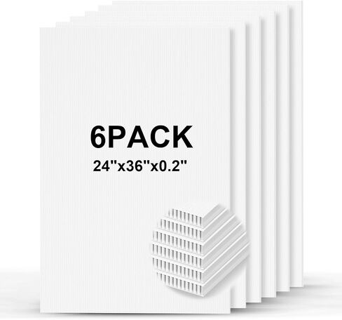 White Poster Board 24x36x0.2 inches, 6 Pack, Thick Corrugated Plastic, Waterproof, for Sign, School Projects, Craft, Art, Indoor and Outdoor Use in Saudi Arabia