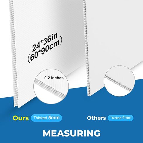 White Poster Board 24x36x0.2 inches, 6 Pack, Thick Corrugated Plastic, Waterproof, for Sign, School Projects, Craft, Art, Indoor and Outdoor Use in Saudi Arabia