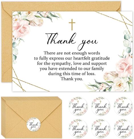 Whaline 24Pcs Funeral Thank You Card Floral Sympathy Thank You Card with Sticker Envelopes Blue Flower Bereavement Card for Memorial Service Loved Ones Celebration of Life in Saudi Arabia