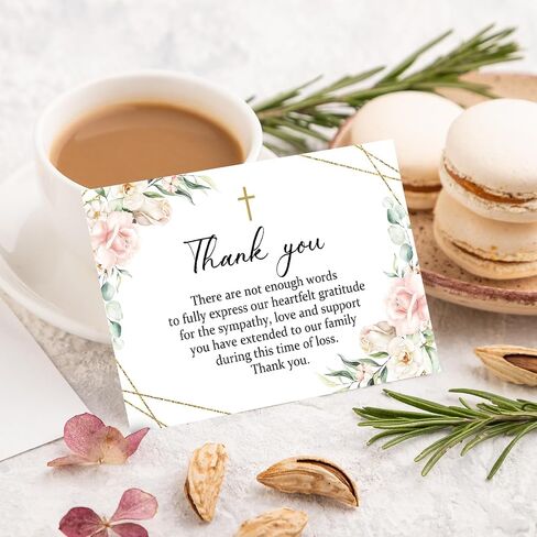 Whaline 24Pcs Funeral Thank You Card Floral Sympathy Thank You Card with Sticker Envelopes Blue Flower Bereavement Card for Memorial Service Loved Ones Celebration of Life in Saudi Arabia