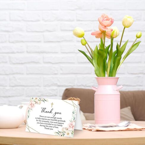 Whaline 24Pcs Funeral Thank You Card Floral Sympathy Thank You Card with Sticker Envelopes Blue Flower Bereavement Card for Memorial Service Loved Ones Celebration of Life in Saudi Arabia