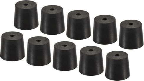 YOKIVE 10Pcs Rubber Stoppers with Hole, Tapered Plugs with High-Temperature Resistance | Protect Hole, Great for Lab Industry (Black, 10mm to 15mm) in Saudi Arabia