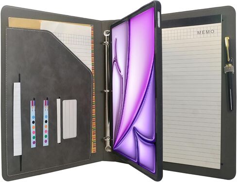 حقيبة محفظة منظم اللوح مع الموثق المكون من 3 حلويات ، مجلد ملف padfolio الموثق مع حامل اللوح القابل للإزالة ، متوافق مع 13 بوصة iPad Pro (2024) (رمادي) in Kuwait