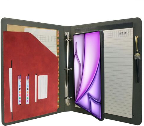حقيبة محفظة منظم اللوح مع الموثق المكون من 3 حلويات ، مجلد ملف padfolio الموثق مع حامل اللوح القابل للإزالة ، متوافق مع 13 بوصة iPad Pro (2024) (رمادي) in Kuwait