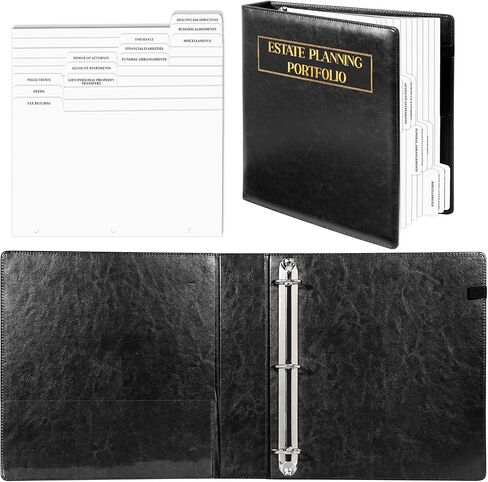 محفظة التخطيط العقاري منظم الموثق الجلود 11 * 11.5inch مؤشر التخطيط العقاري منظم العقارات مع الملصقات مواد جلدية 3 حلقة للاستخدام الشخصي للتخطيط العقاري (1) in Kuwait