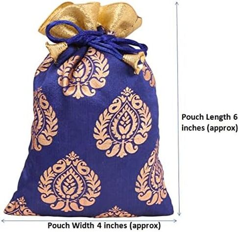 Touchstone Gorgeous Gift Wrapping bags reusable Large Drawstring Paisley Brocade for birthdays, wedding, return present packing set. pack of 6. 9x7 inches in Saudi Arabia