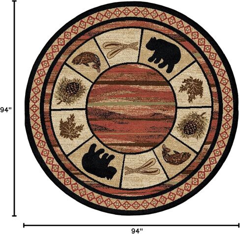Rustic Lodge, Bear Cabin 8x10 Area Rug, 7'10"x9'10" Multi 7463 in Saudi Arabia