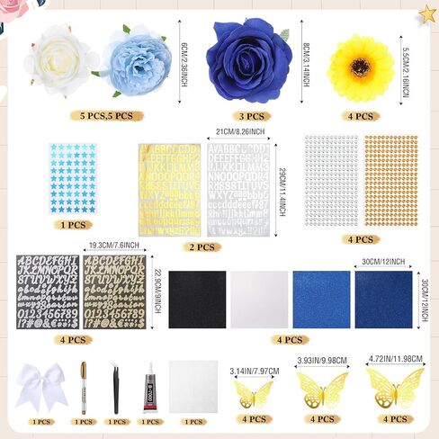 WinnerWhy 50Pcs DIY Mexican Flag Graduation Cap Decorations 2025 Handmade Mexico Grad Hat kit Included Faux Flower Heads Letter Number Rhinestones 3D Butterfly Stickers for Craft Graduation Cap Topper in Kuwait