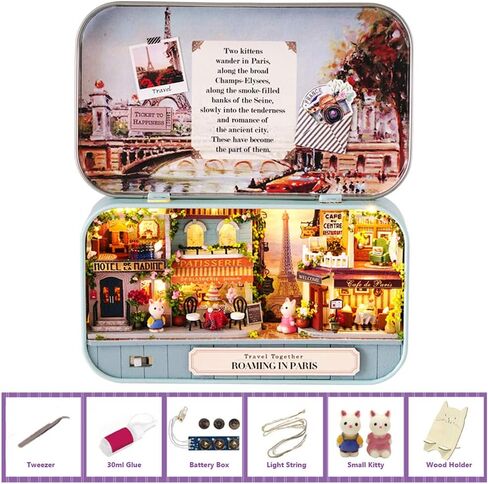 MAGQOO 3D Wooden Dollhouse Miniature DIY Doll House Kit with Furniture,1:24 DIY Box Theater Kit (Roaming in Paris) in Kuwait