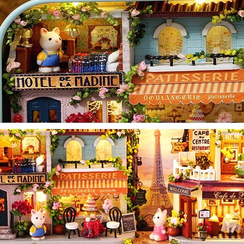 MAGQOO 3D Wooden Dollhouse Miniature DIY Doll House Kit with Furniture,1:24 DIY Box Theater Kit (Roaming in Paris) in Kuwait