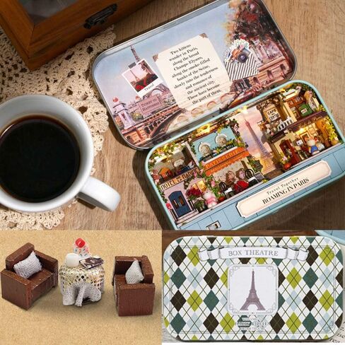 MAGQOO 3D Wooden Dollhouse Miniature DIY Doll House Kit with Furniture,1:24 DIY Box Theater Kit (Roaming in Paris) in Kuwait