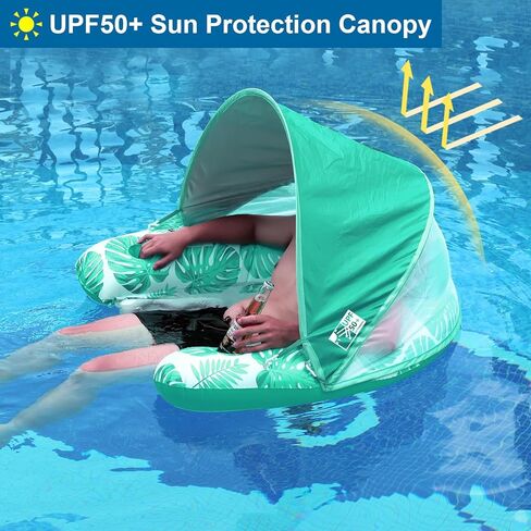 COOLCOOLDEE Pool Float with Canopy, Cup Holder - XL Pool Chair Lounge Float with Adjustable Sun Shade Cover, Drink Holder, Ergonomic Headrest,Inflatable Pool Float for Adults in Kuwait