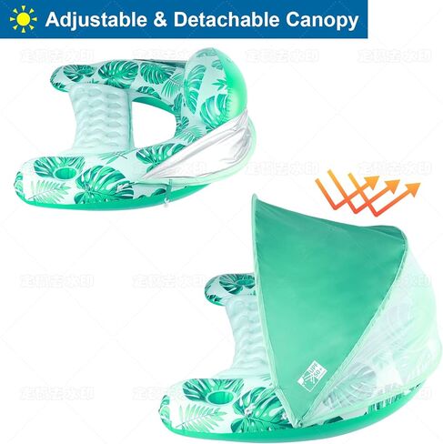 COOLCOOLDEE Pool Float with Canopy, Cup Holder - XL Pool Chair Lounge Float with Adjustable Sun Shade Cover, Drink Holder, Ergonomic Headrest,Inflatable Pool Float for Adults in Kuwait