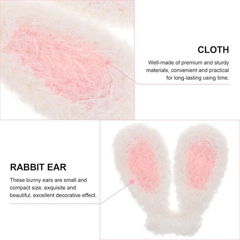ABOOFAN Plush Rabbit Ear, 20pcs Easter Mini Bunny Ears Rabbit Ears Charms Hairpin Hair Clip Rabbit Ear Headwear Ornament for DIY Hat Headband Making Accessories White in Kuwait
