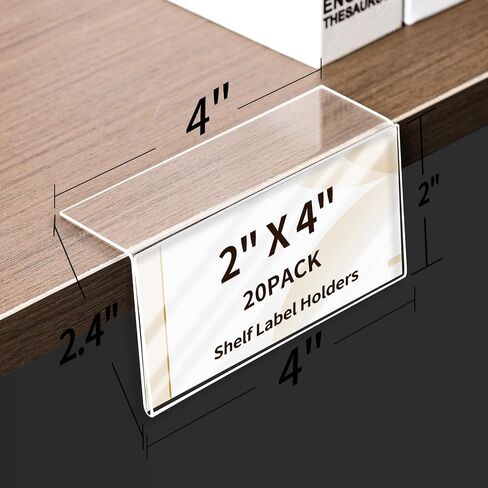 20 Pack Acrylic Rigid Shelf Label Holders for School Office Library Book Shelves Tags Shelf Labels with Sticky Dots, Transparent Tabletop Price Sign Stand for Store Bakeries (1.25x3 in) in Kuwait