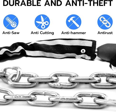 Chain Lock eLinkSmart Keyless Waterproof Bicycle Lock 100CM Chain Lock for Bike Scooter Motorcycle Door Fence Gate Fingerprint Bluetooth App Heavy Duty Security Blue 2024 New in Saudi Arabia