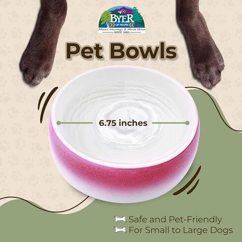 Byer of Maine Pet Bowl-حجري بورسلين عالي الحركة ، وآمن من فئة الطعام ، وآمن غسالة الصحون ، وعاء الكلاب غير المنقوش للسلالات الصغيرة باللون الأحمر in Kuwait