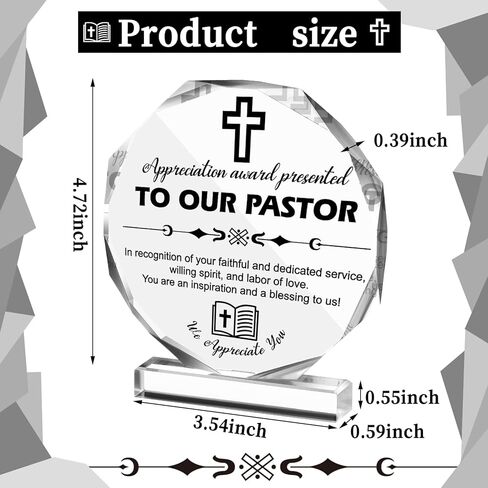 Gerrii Pastor Appreciation Gifts Thank You for Inspirational Pastor Gifts for Men Women Preacher Birthday supplies Acrylic Retirement Keepsake for Religious Christian(Pastor's Wife) in Kuwait