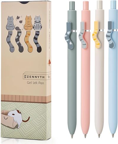 Kathy & Jiggs Cat Tail Gel Als - حزمة مزدوجة من 8 تصميمات نابضة بالحياة للكتابة ، الرسم ، اليومية. نقطة دقيقة 0.5 مم ، حبر أسود ، تدفق سلس ، تجفيف سريع ، مجموعة هدية مثالية لمحبي القط in Kuwait