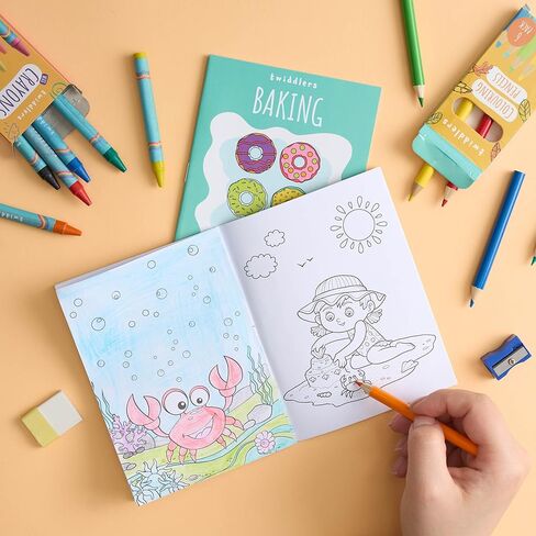 THE TWIDDLERS - 24 Pack 6 Themes Bulk Mini Coloring Books for Kids Ages 3+, Includes Farm & Wild Animals, Birds, Sea, Crawlies - Dinosaur Coloring Book Party Favor, Classroom Activity Books in Kuwait