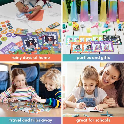 THE TWIDDLERS - 24 Pack 6 Themes Bulk Mini Coloring Books for Kids Ages 3+, Includes Farm & Wild Animals, Birds, Sea, Crawlies - Dinosaur Coloring Book Party Favor, Classroom Activity Books in Kuwait