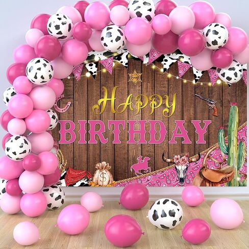 Cowboy Birthday Party Decorations Western Birthday Party Supplies, 65Pcs Cowboy Balloons and 1Pcs Western Birthday Backdrop for Cowboy Rodeo Birthday Party Country Western Baby Shower in Saudi Arabia