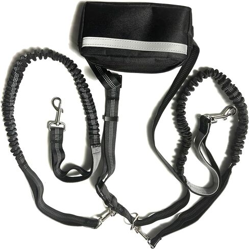 Retractable Hands Free Dog Leash with Waist Pouch,Retractable Bungee with Double Padded Handles,Waist Leash for Walking,Jogging and Running Your Dog (2 Dogs) in Kuwait