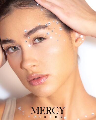 MERCY LONDON Face Gems in Clear, Self Adhesive Makeup Face Gem Stickers, 4 Sheets, Reusable Eye Gems, DIY Face Gems in Kuwait