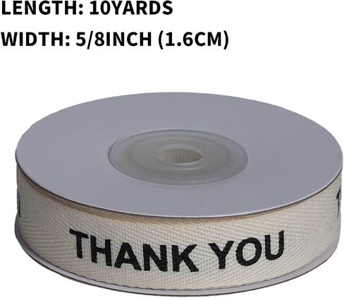 YKW Thank You Cotton Ribbon, 5/8 Inch x 10 Yard Natural Twill Tape, Cream Herringbone Trim for Wedding Favors, Business Gifts & Party Packaging in Kuwait